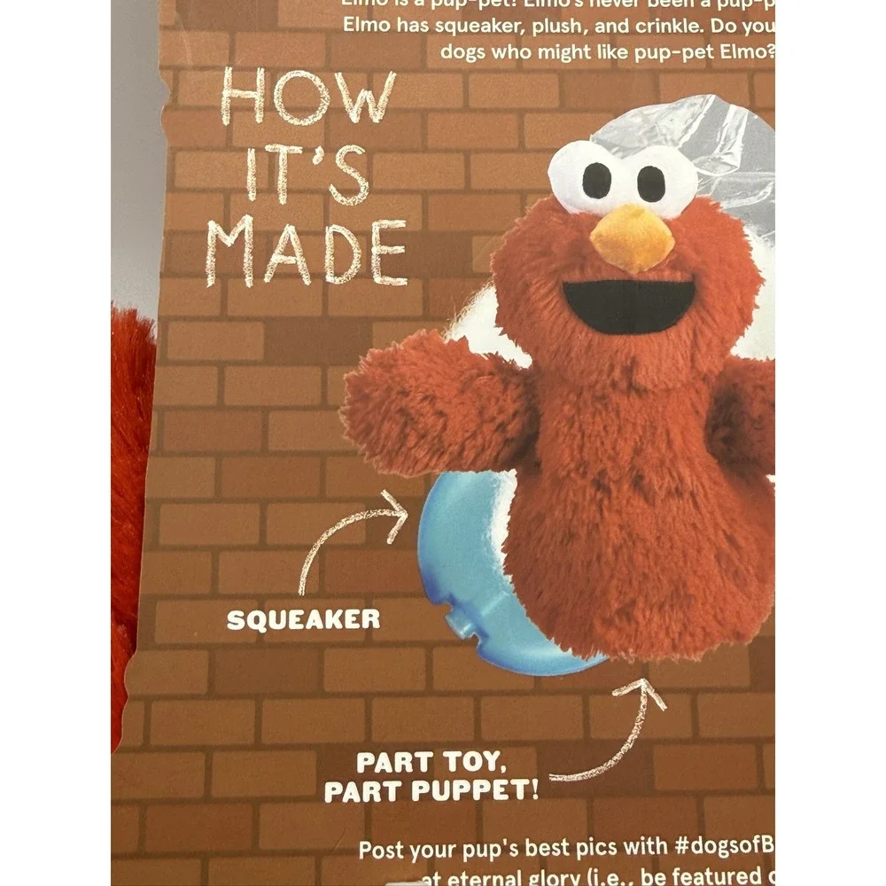 BARK Elmo Dog Toy Squeaker Crinkle Plush Sesame Street All Dog Sizes